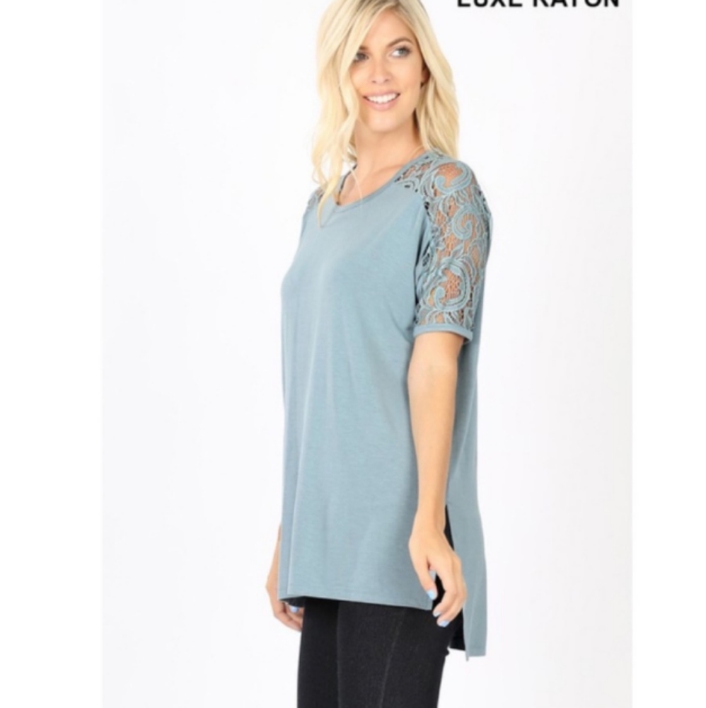 Zenana Premium Lace Sleeve Top